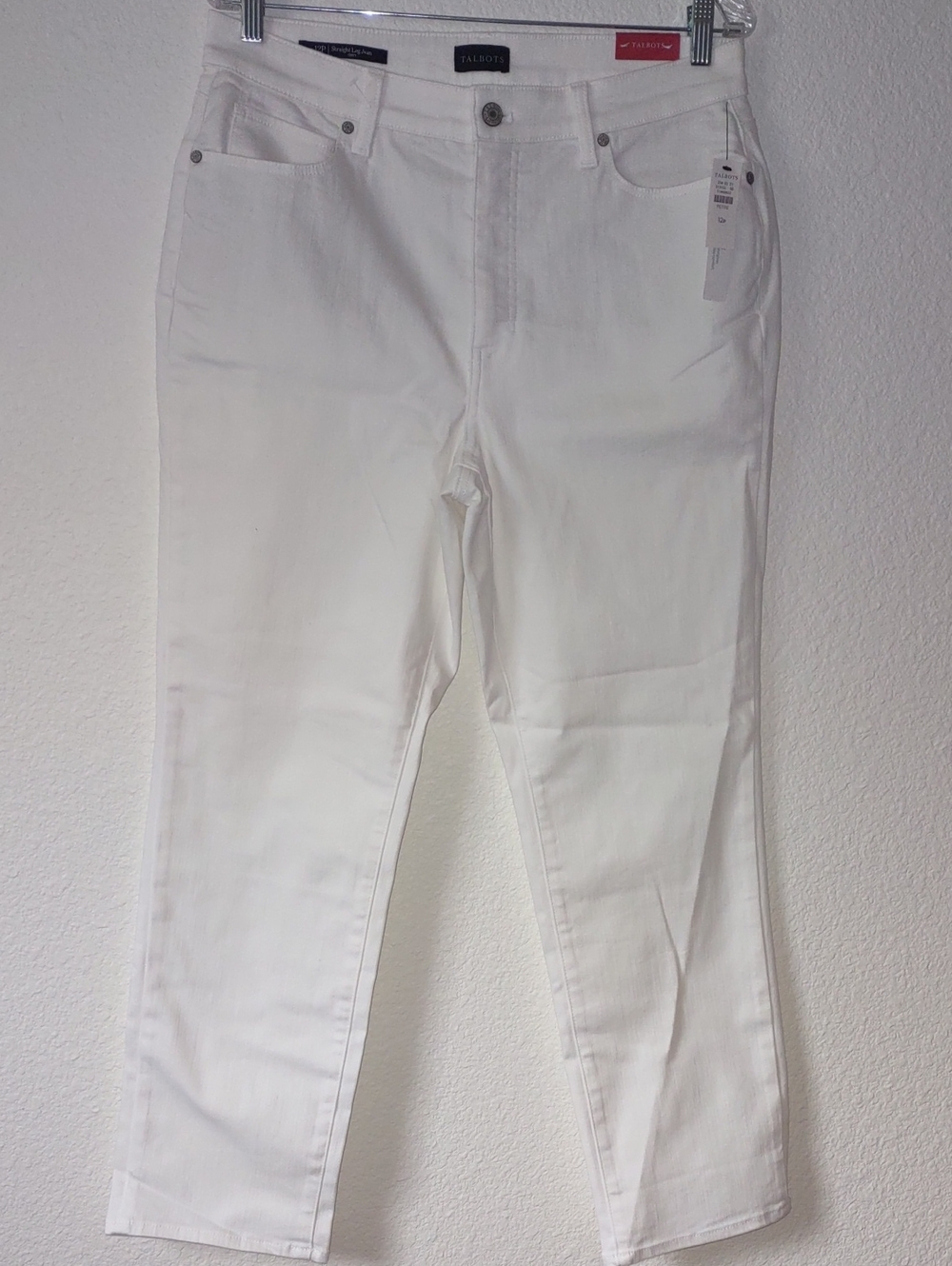 Talbots Size 12P White Straight-Leg High Waist Curvy Full Length Jeans NWT Women